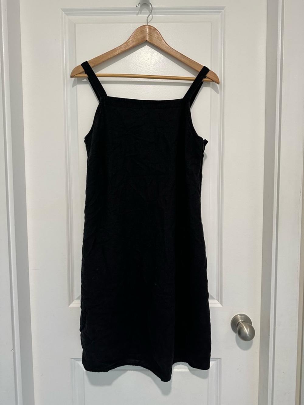 Old Navy Black Mini Linen Blend Square-Neck Tank Dress Summer